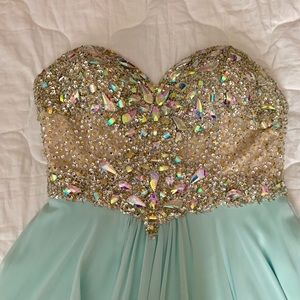 Beautiful strapless jewel detail gown